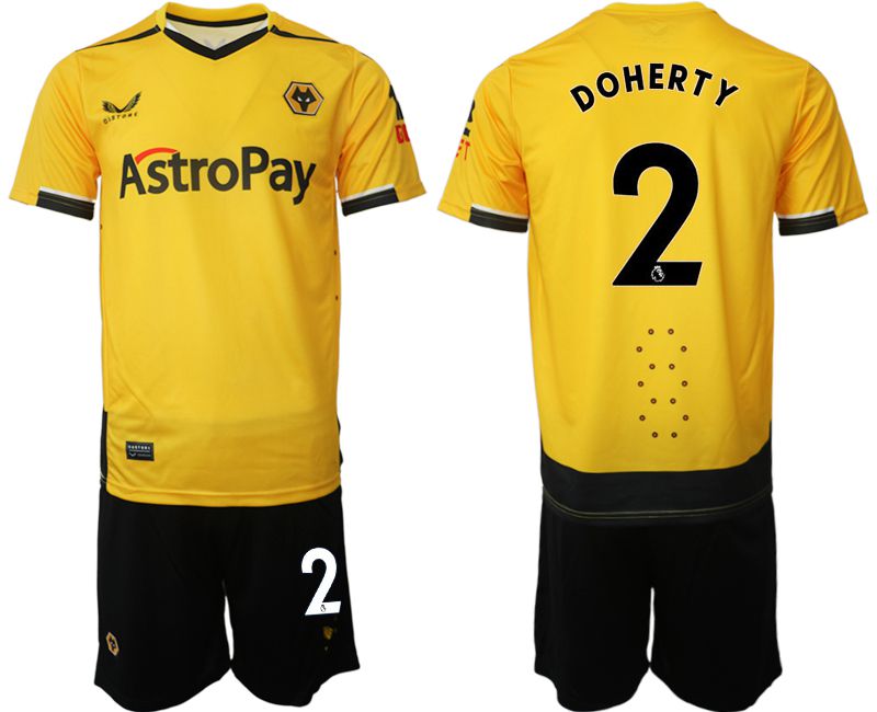 Men 2022-2023 Club Wolverhampton Wanderers home yellow 2 Soccer Jersey